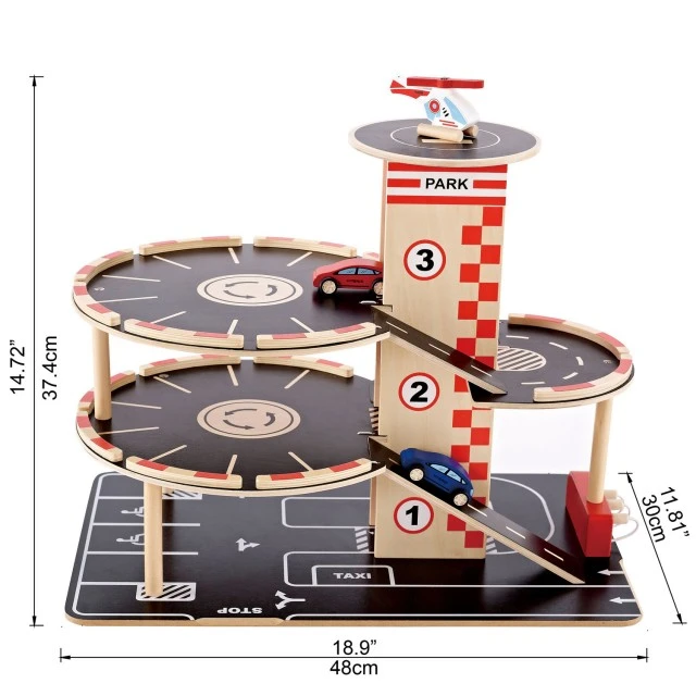 Wooden game Three-story parking