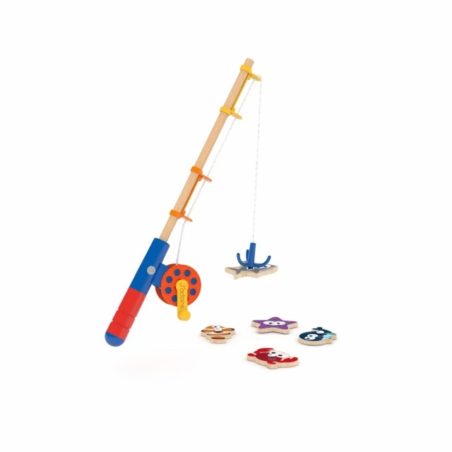Wooden set, fun fishing, green, 6 pieces