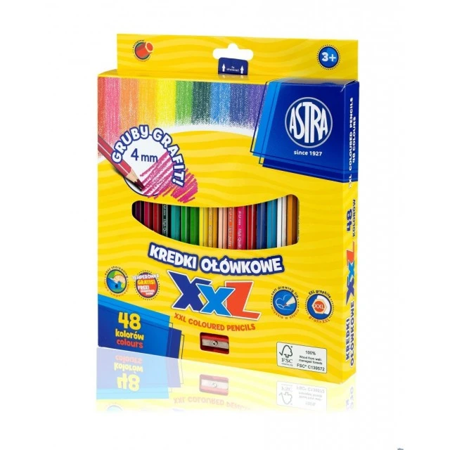Colored pencils hexagonal XXL 48 pieces + sharpener