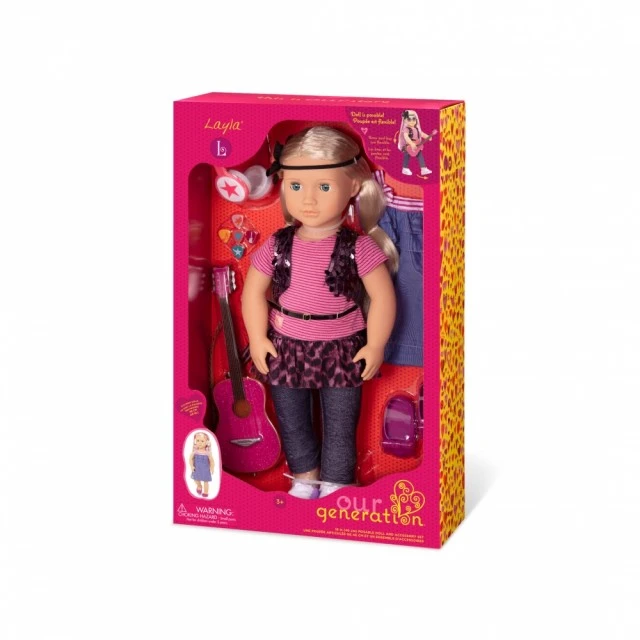 Doll, Battat, Our Generation, Laila with accessories and book, 46 cm