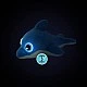 Plush dolphin with glowing eyes