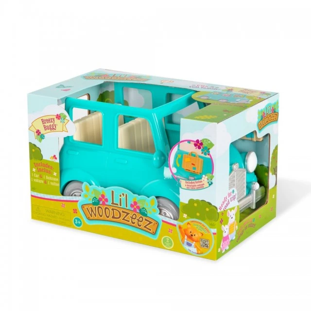 Li’l Woodzeez – Blue car with suitcase