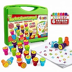Multicolored letter stamps