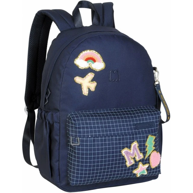School backpack, Marshmallow, Chenill, 43x31x16cm, Dark blue