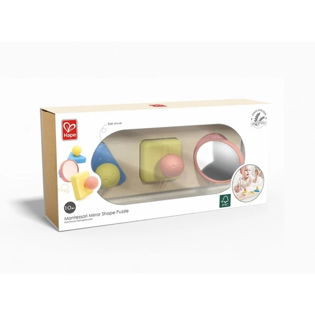 Montessori Educational Sensory Toy, Hape, Mirror Shapes, 24.6 x 6 x 8.8 cm