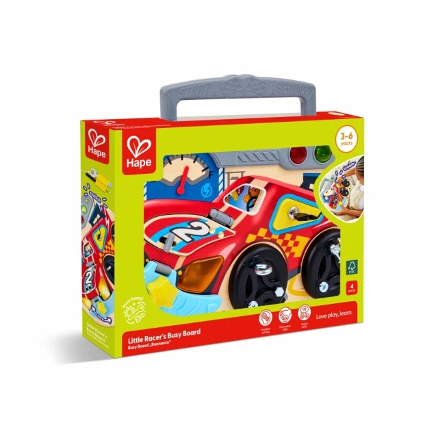 Interactive wooden set, Hape, Educational board, The little racer