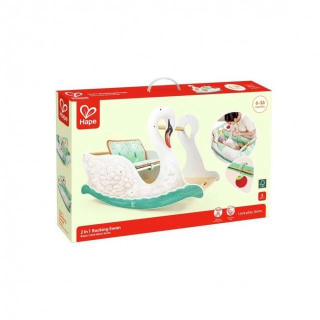 Wooden rocker 2-in-1 Hape, swan, 82.4 x 50.4 x 38.4 cm