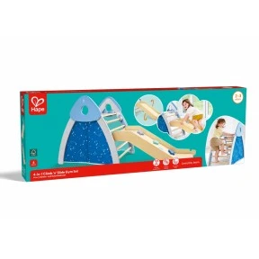 Дървен комплект, Hape, 4 в 1 Комплект за катерене и пързаляне, 176.28 x 52.5 x 79.25 см