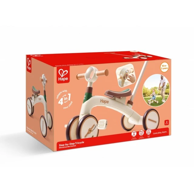 Дървено балансиращо колело, Hape, Стъпка по стъпка