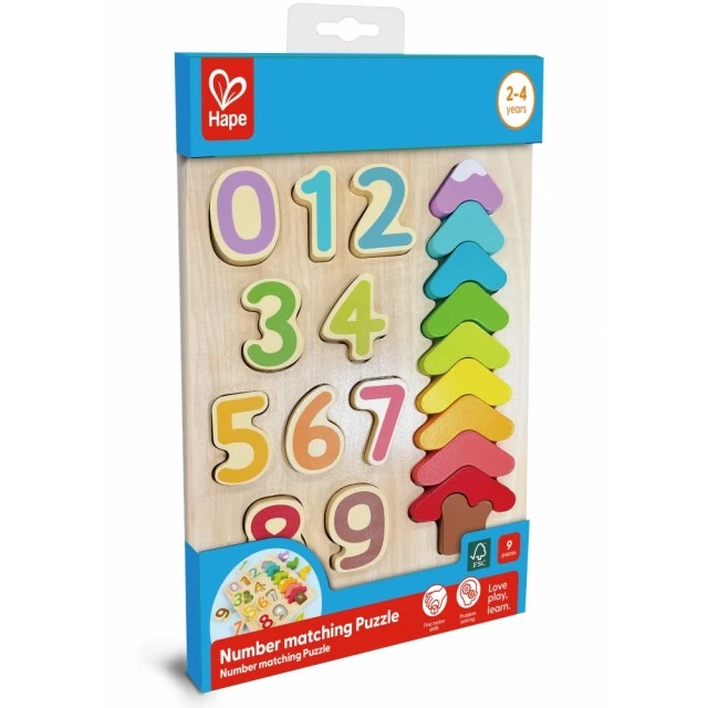 Wooden puzzle, Hape, colors and shapes, 9 pieces