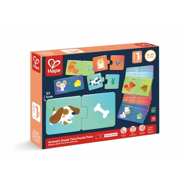 Children's educational puzzle, Hape, What do animals eat, 36 pieces