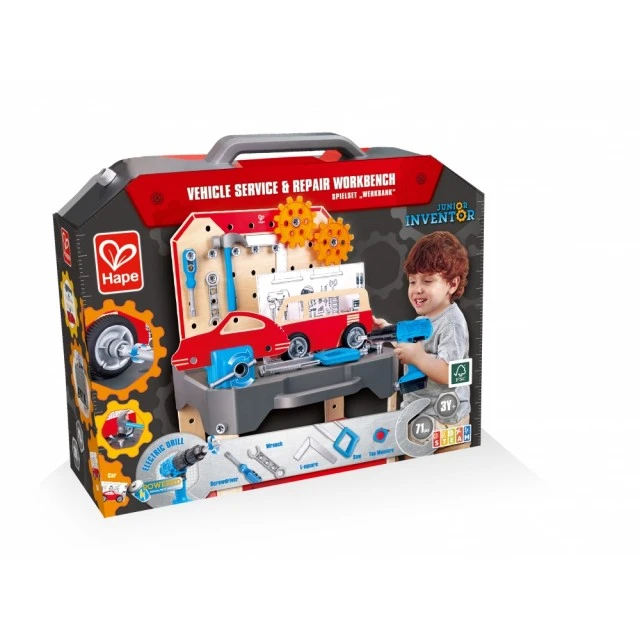 Детски игрален комплект, Hape, Многофункционална работна маса, 71 части