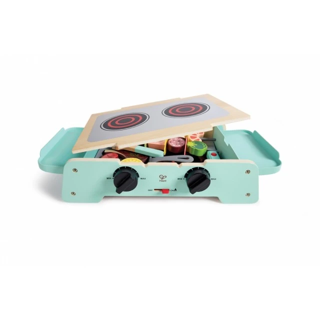 Children’s wooden set, Hape, Barbecue and grill with accessories and sounds, 24 pieces