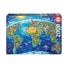 Globe with world landmarks - puzzle 2000 pieces