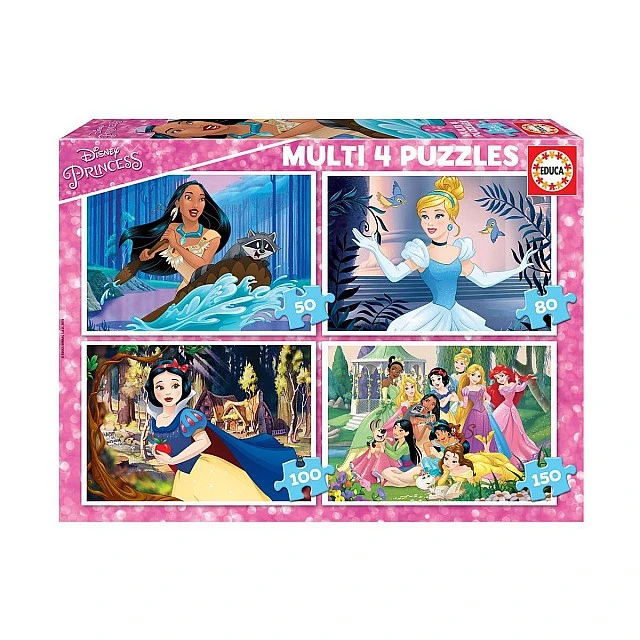 4in1 Disney princesses - puzzle 50-80-100-150 pieces