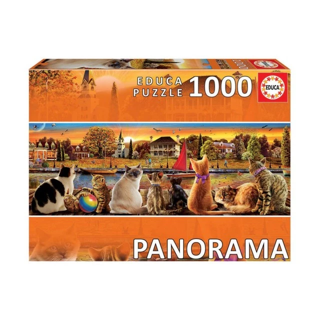 Cats on the pier - panoramic puzzle 1000 pieces