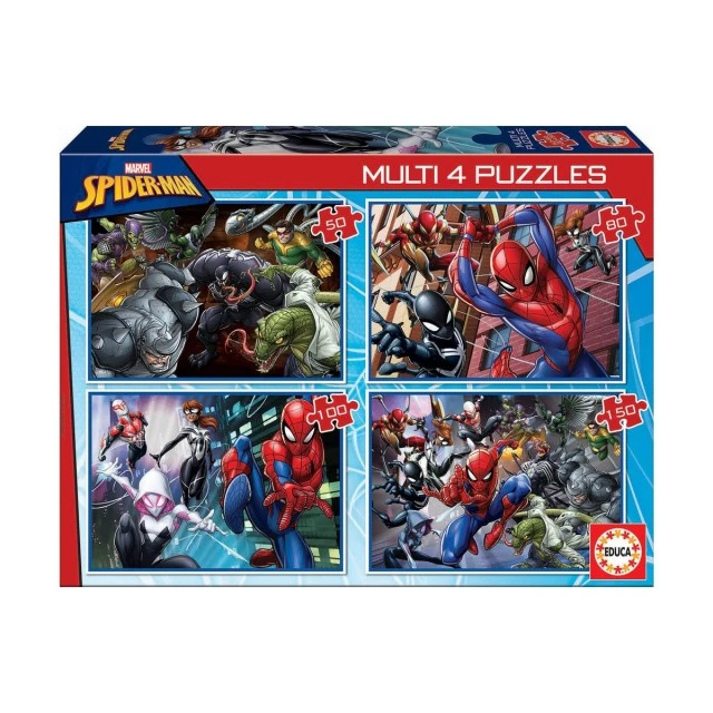 4 in 1 Spiderman - puzzle 50-80-100-150 pieces