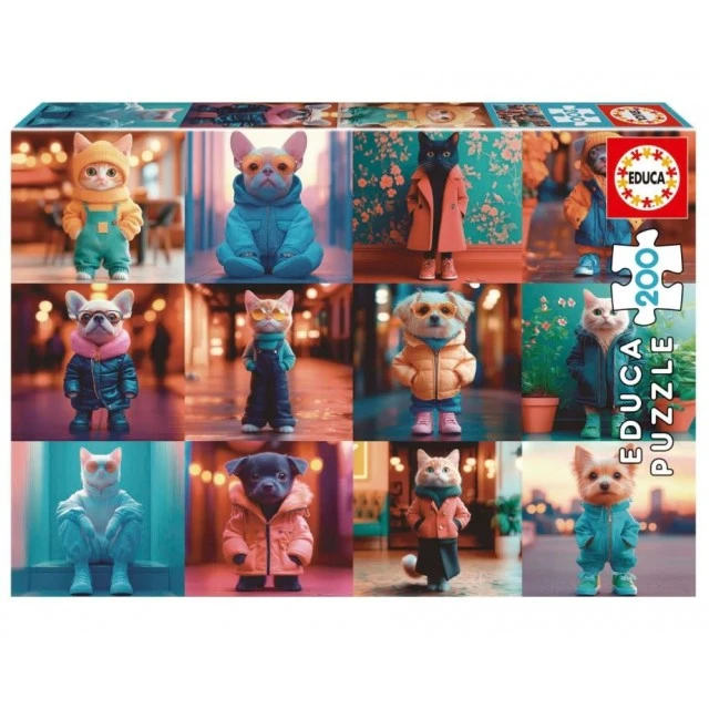 Puzzle, Educa, Fashionable Animals, 200 pieces