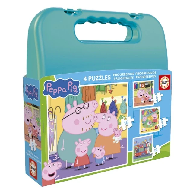 Прогресивен пъзел, Educa, Peppa Pig 4 в 1, 6-9-12-16 части