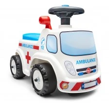 Children's truck without pedals, opening seat and steering wheel with horn - ambulance