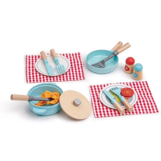 Wooden cooking and serving set, Hape, 21 pieces