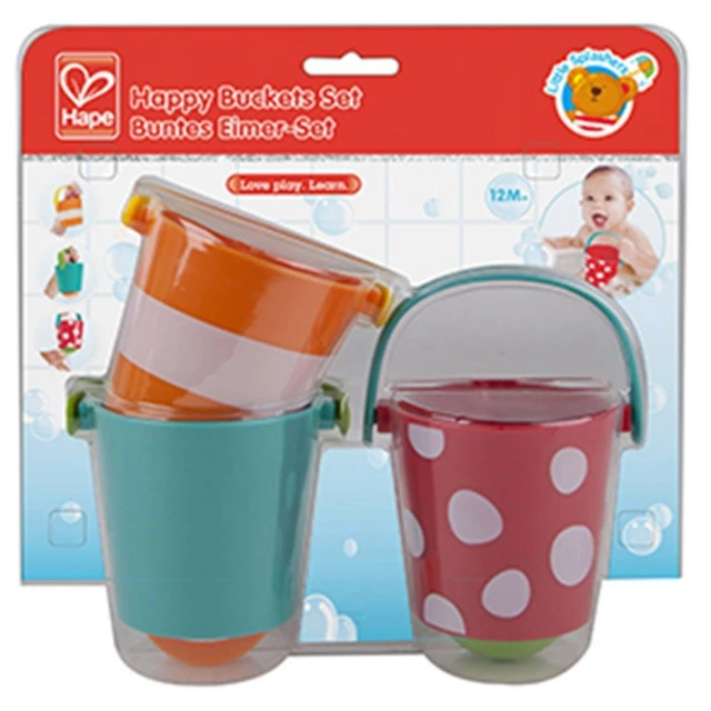 Colorful bathroom buckets set