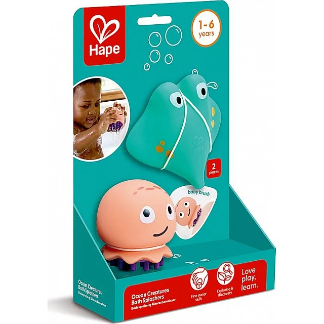 Пръскаща играчка за баня, Hape, Манта и медуза, 2 части