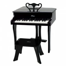 Children's wooden piano with chair Black