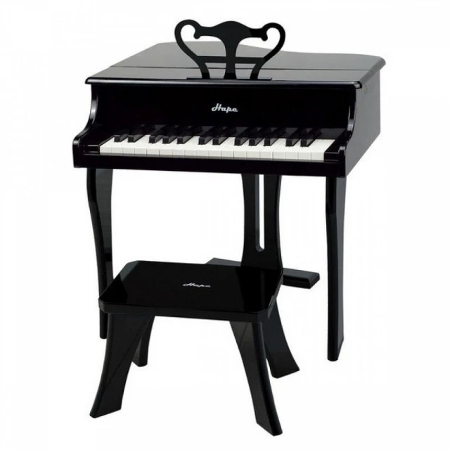 Childrens wooden piano with chair Black