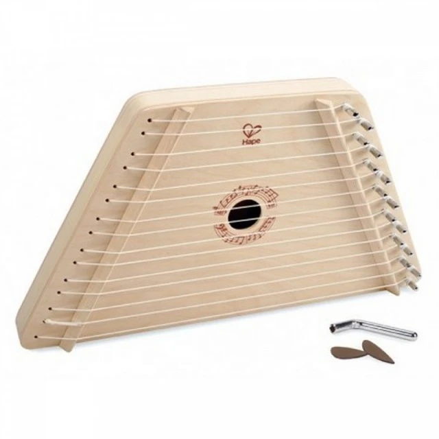 A wooden harp