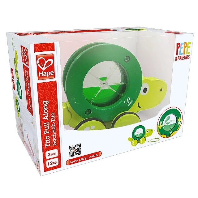 Childrens wooden turtle to pull