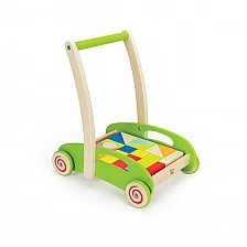 Wooden toy for walking and construction 2 in 1