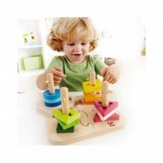 Wooden puzzle with figures to string