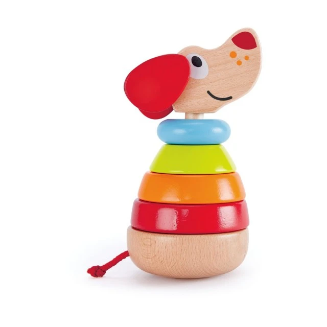Musical puppy with colorful rings