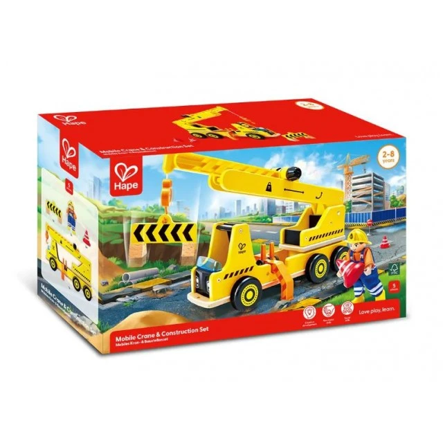 Children’s wooden set, Hape, Mobile crane, 5 pieces