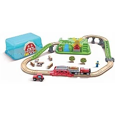 Children's wooden train in a box Ferma