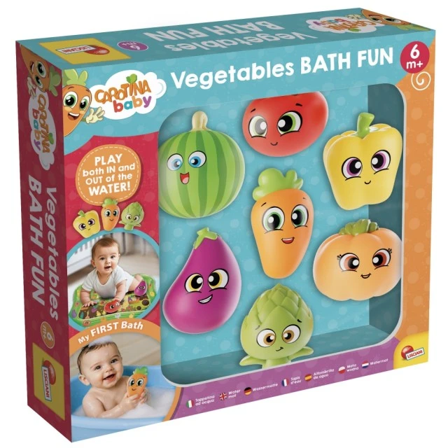 Bath mat and toy set, Lisciani, Carotina, Vegetables, 8 pieces