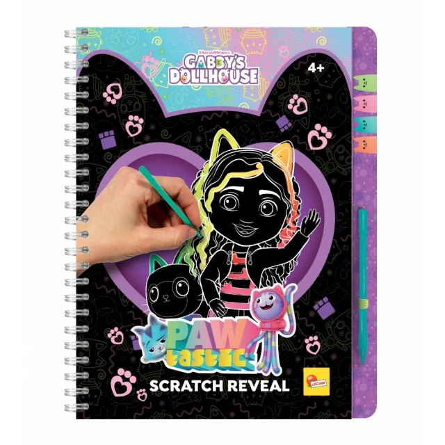 Творчески комплект, Lisciani, Gabby′s Dollhouse, Scratch Reveal, Скречбук Pawtastic