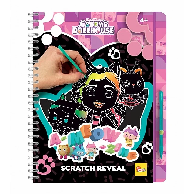 Творчески комплект, Lisciani, Gabby′s Dollhouse, Scratch Reveal, Скречбук A-meow-zing
