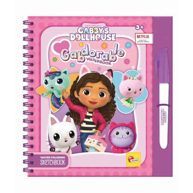 Творчески комплект, Lisciani, Gabby′s Dollhouse, Книжка за оцветяване с вода, Gabdorable