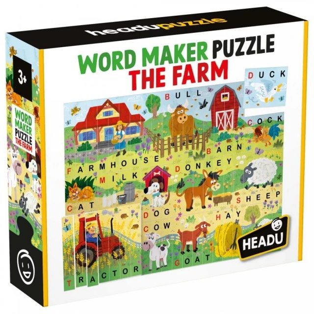 Образователен пъзел Word Maker, Фермата, 67 части