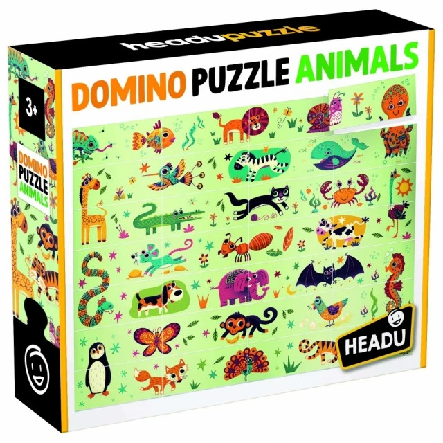 Domino puzzle with animals, 28 pieces
