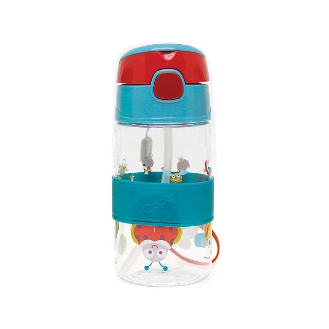 Water bottle with straw 400ml blue