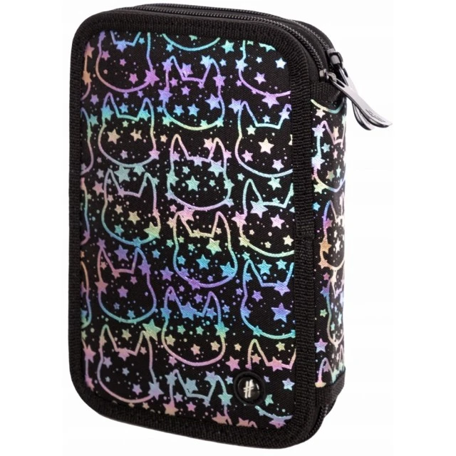 Двоен несесер без аксесоари, Hash, AC2, Neon Kitty холографски ефект, 20.5x13x4.5см