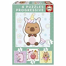 Progressive puzzle, Educa, Cheerful capybaras, 4 in 1, 6-9-12-16 pieces
