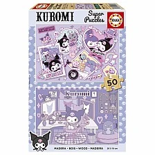 Дървен пъзел, Educa, Kuromi 2 в 1, 2х25 части