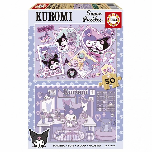 Wooden puzzle, Educa, Kuromi 2 in 1, 2x25 pieces