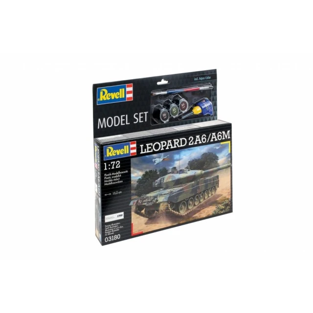 Assembly model, Revell, Leopard 2A6-A6M tank, 168 parts