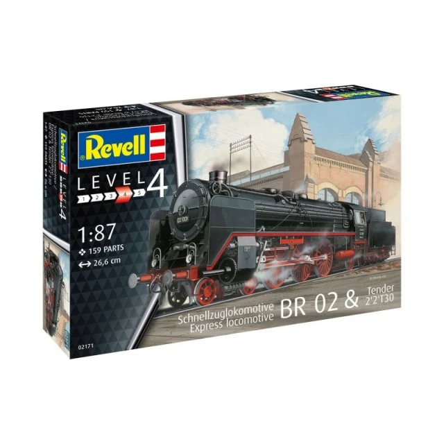 Assembled model BR 02 express train locomotive, 159 parts