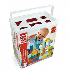 Wooden multicolored cubes, Hape, 101 pieces
